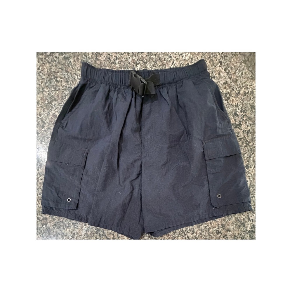 Catalina Mens Black Cargo Swim Trunks Buckle Belt Mesh Lined Board Shorts Medium